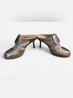 Steve Madden Gold Metallic Slip-On Mule Heels